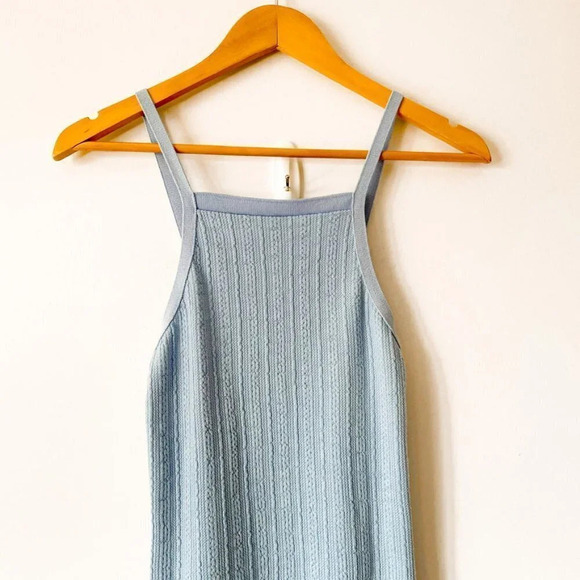 Zara Cable Knit Weave Tight Bodycon Mini Dress Light Powder Blue Sz M - Picture 3 of 6